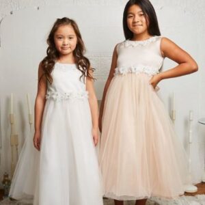 Luxurious Princess Ballgown Girls Dress with Floral Trim - I Saw You First Imaging, LLC