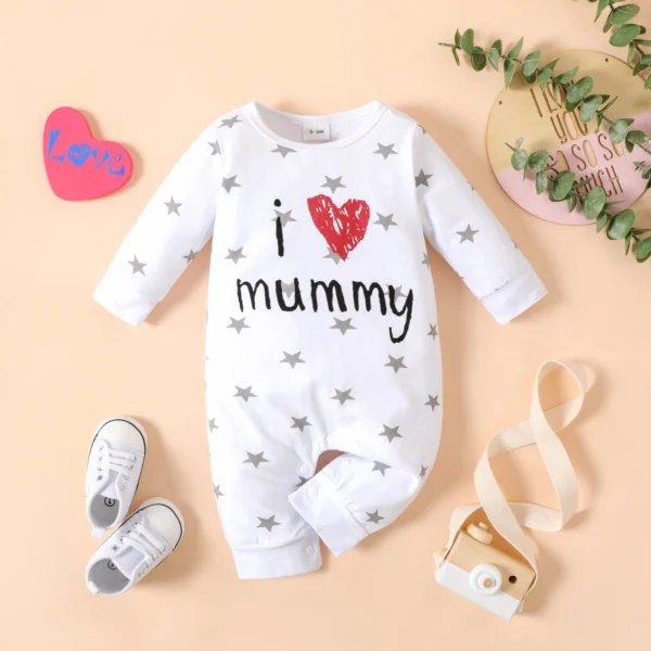 Baby Boy/Girl Love Heart Letter Print Stars Stripe Jumpsuit