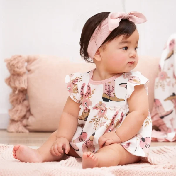 Baby Girl's Cowgirl Boots Western Stroller Blanket/Baby Girl Cowgirl Boots Cotton Skirted Bodysuit